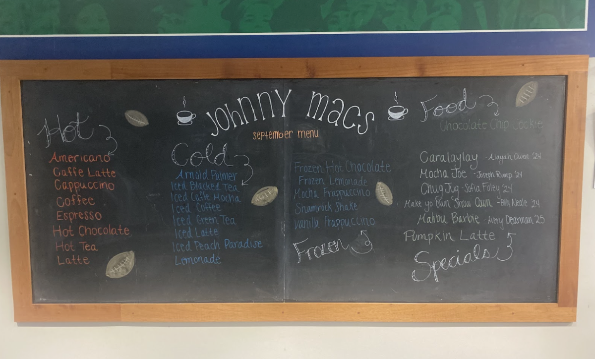 Johnny Mac’s Coffee House menu for the month of September. Drinks and menu items changed every month last year and will continue with that creativity throughout the 2024-25 school year.